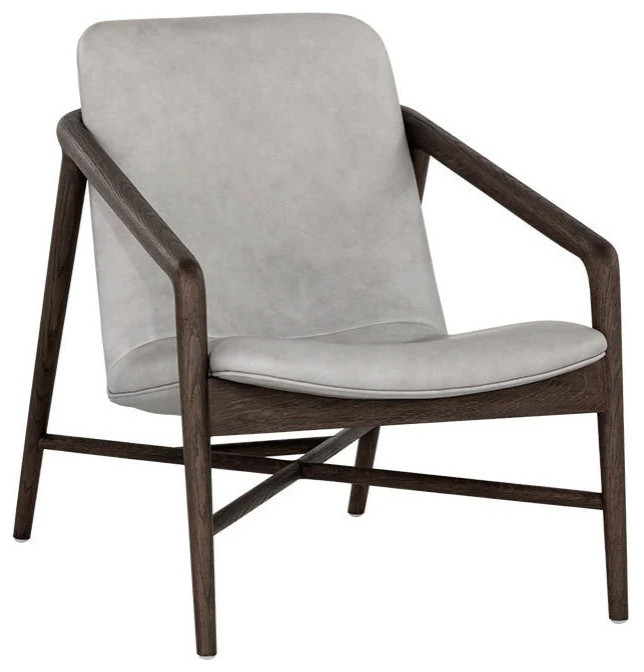 Qunsia Lounge Chair  Dark Brown  Saloon Light Gray Leather   Contemporary   Indoor Chaise Lounge Chairs   by Virgil Stanis Design  Houzz