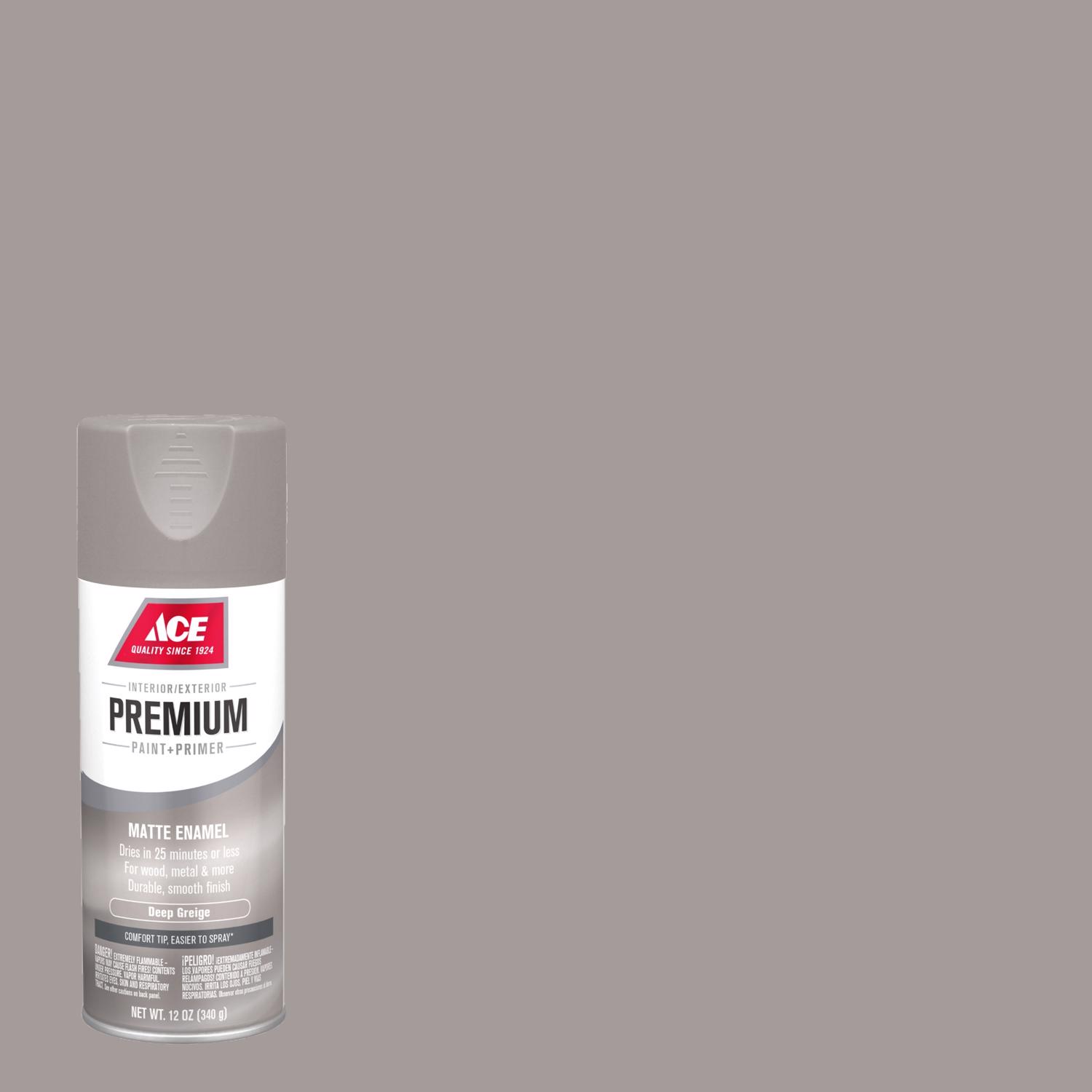 Ace Premium Matte Deep Greig Matte Paint + Primer Enamel Spray 12 oz