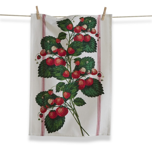 Tag Orchard Strawberries All Over Strawberries On Vine Print On White Background Cotton Kitchen Dishtowel 26l X 18w In