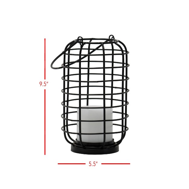 Black Round Metal Wire Pillar Candle Holder With Handle Foreside Home amp Garden