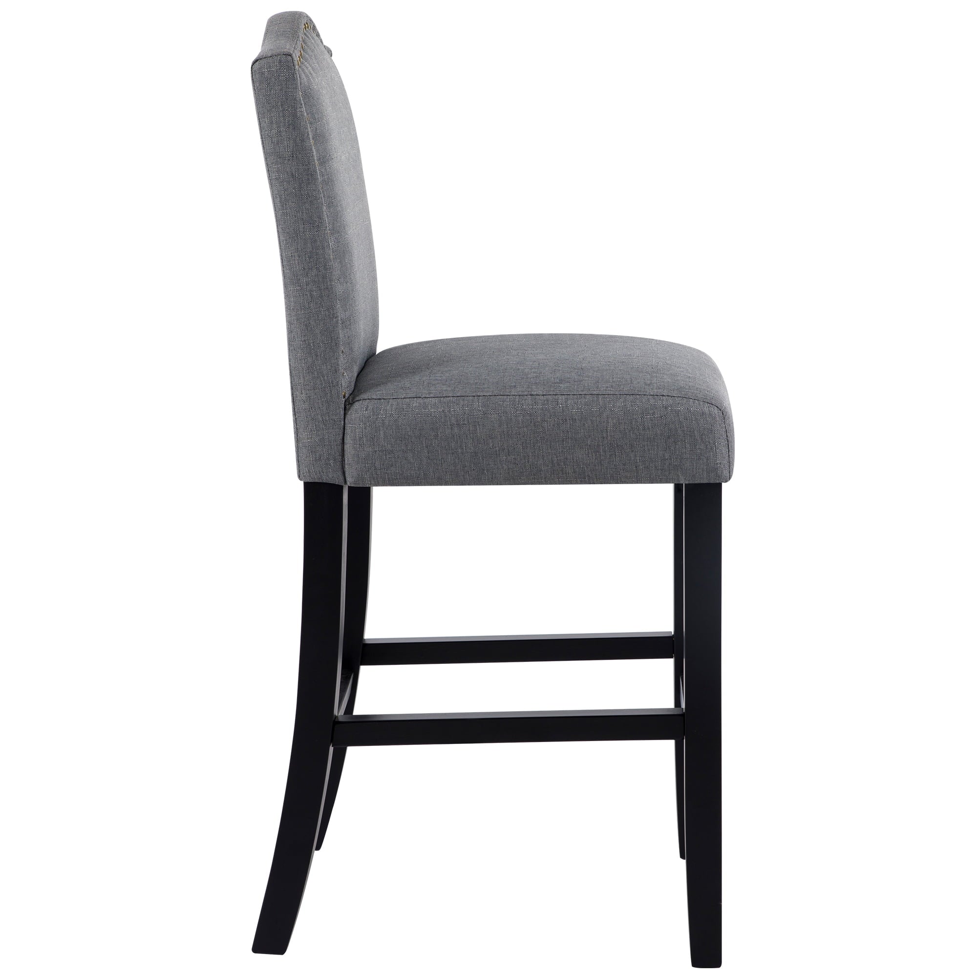 Fabric Upholstered Gray Counter Height Dining Chair with Nailhead Trim，Set of 2