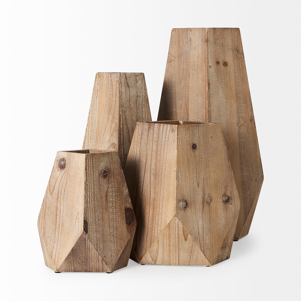 en II Natural Brown Wood Vase (15.3\