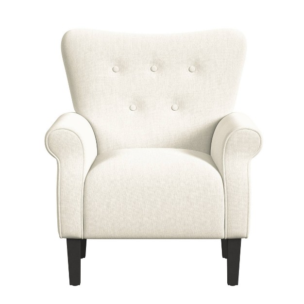 Rolled Arm Accent Chair Cream Homepop