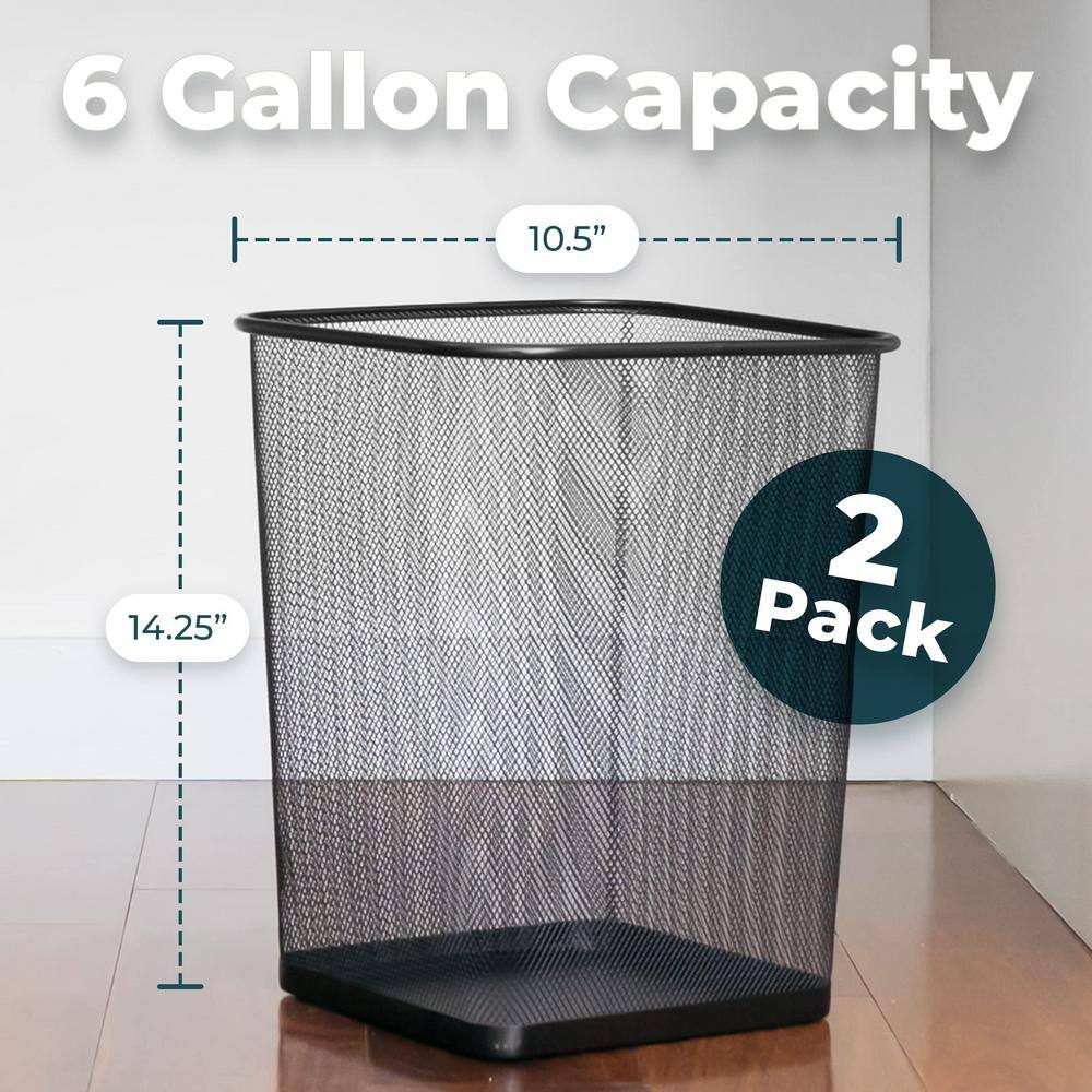 6 Gal. Black Metal Mesh Square Trash Can (Sets of 2) HP82J6G1Q9