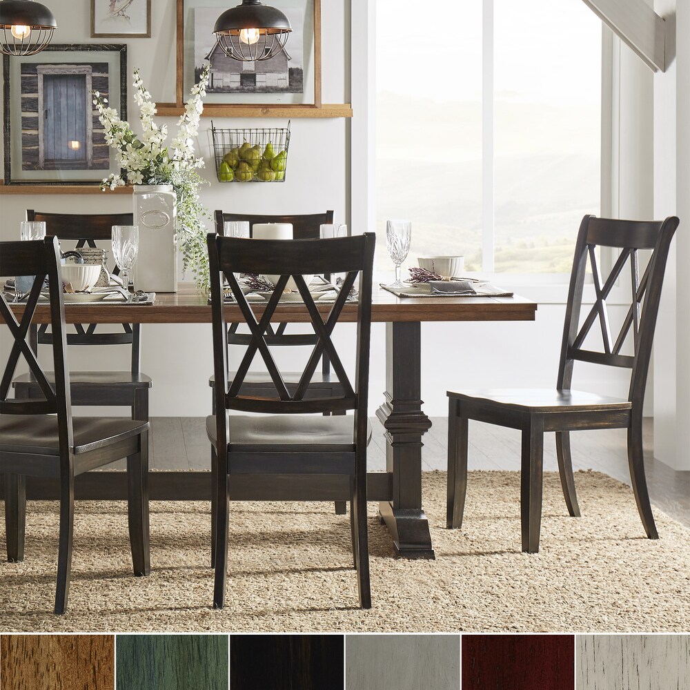 Eleanor Black Farmhouse Trestle Base X Back 5 piece Dining Set by iNSPIRE Q Classic