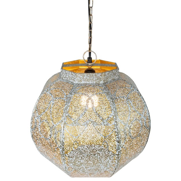 White And Gold Moroccan Style Hanging Lantern Ceiling Light Fixture