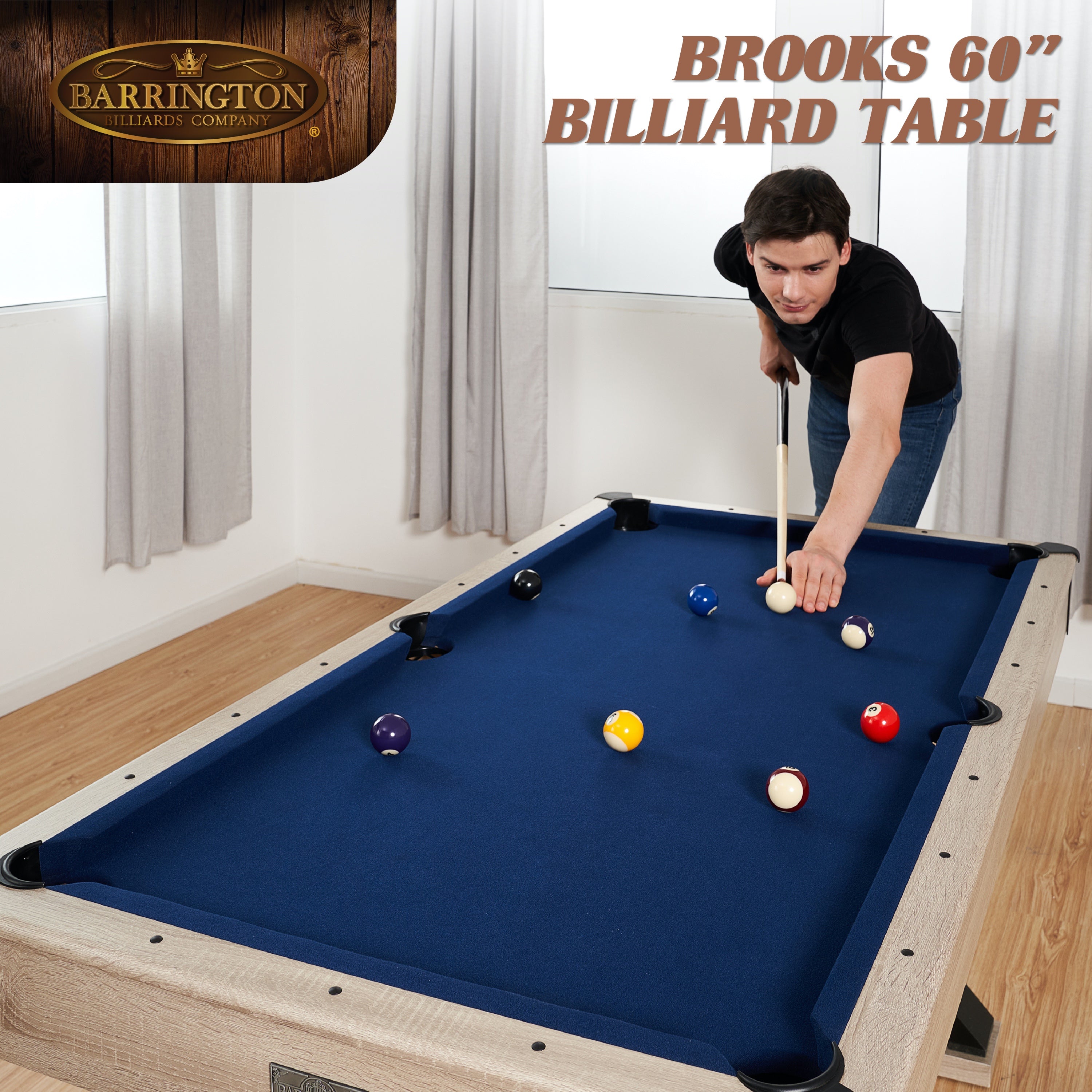 Barrington Billiards 5' Brooks Drop Pocket Table With Pool Ball and Cue Stick Set