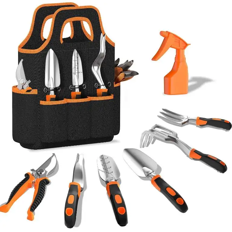 8 Piece Garden Tools Set with Gl0ves    Gardening Hand Tools Kit with Storage Bag