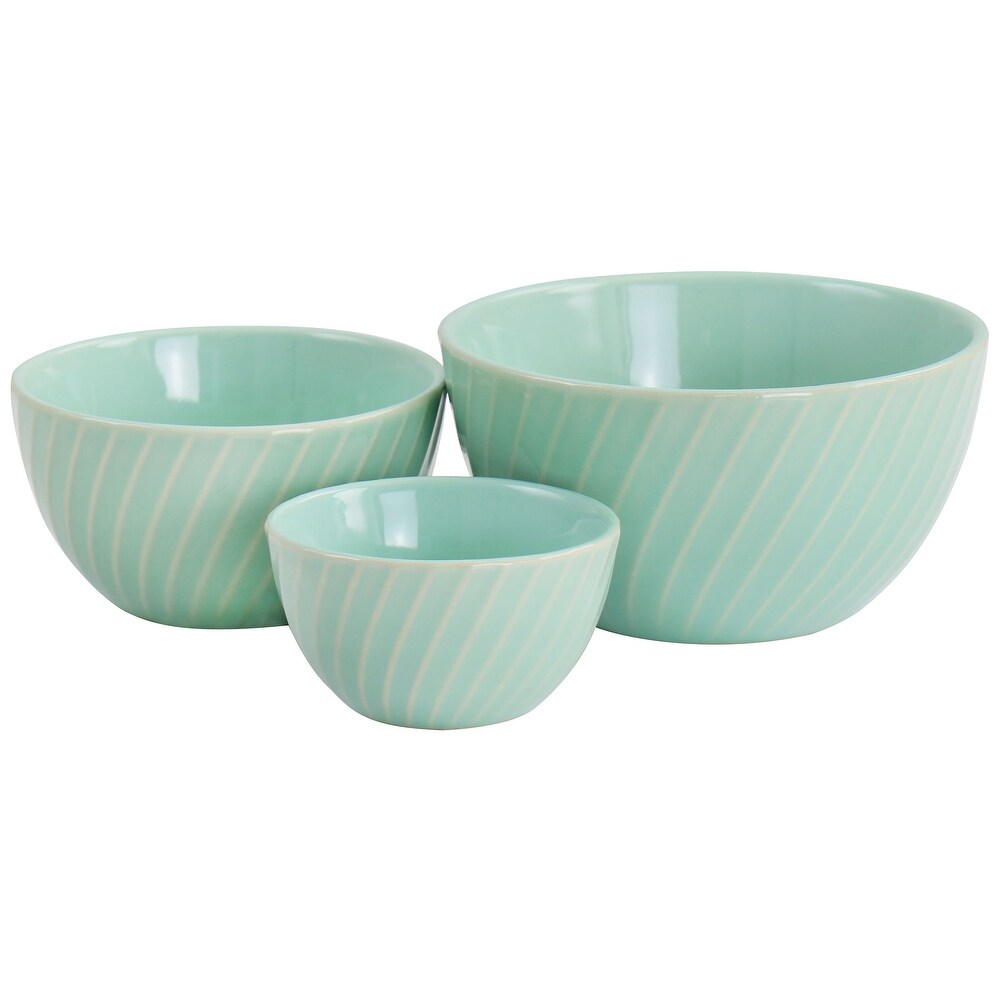 Martha Stewart 3 Piece Stoneware Mini Bowl Set in Mint   3 Piece