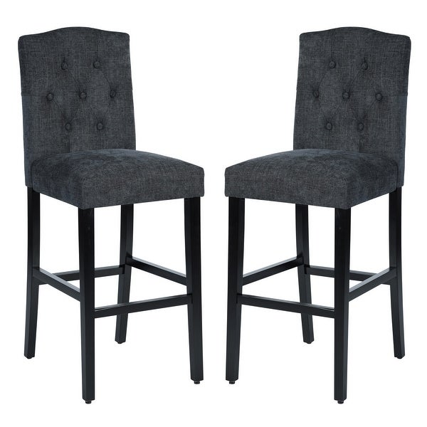 Set of 2 Traditional Upholstered High Stools，