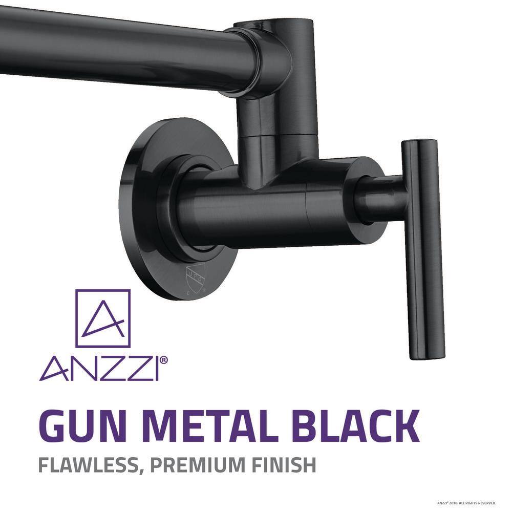 ANZZI Braccia Series 24 in. Wall Mounted Pot Filler in Gunmetal Black KF-AZ258GB