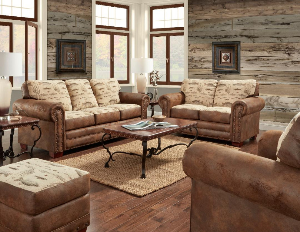 American Furniture Classics Model 8500 70K Angler  x27s Cove 4 Piece Set   Rustic   Living Room Furniture Sets   by Beyond Stores  Houzz