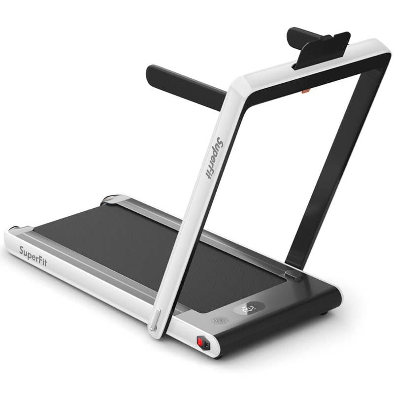 2 in 1 Folding Treadmill, 2.25HP Under Desk Electric Treadmill, Portable Walking Running Machine with Dual Display & Smart App Control