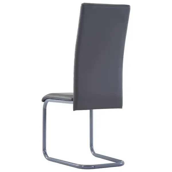 Cantilever Dining Chairs 4 pcs Gray Faux Leather