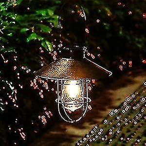 Vintage Metal Outdoor Hanging Solar Lantern With Warm Led Lights Compatible Yard Yard Patio Tree Solar Landscape Lighting Vintage Copper