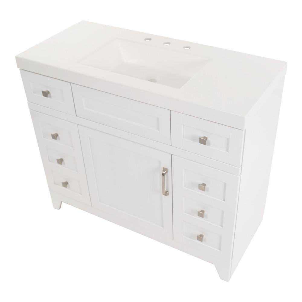 Home Decorators Collection Rosedale 42.5 in. W x 18.75 in. D Bath Vanity in White with Cultured Marble Vanity Top in White with Integrated Sink RD42P2-WH