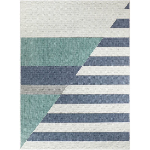 5 x27 3 quot x7 x27 Preppy Diagonal Outdoor Rug Blue