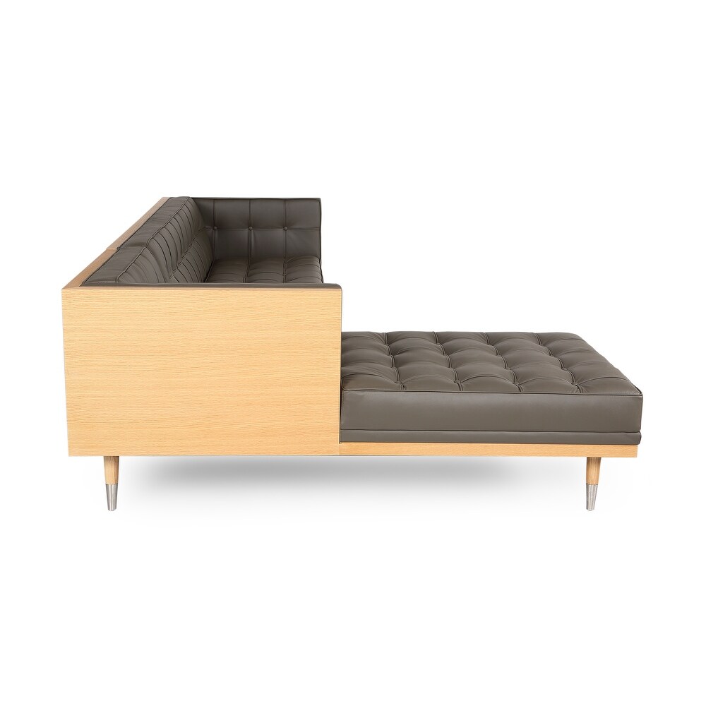 Kardiel Woodrow Box Midcentury Mod Sofa Sectional  Top Grain Leather