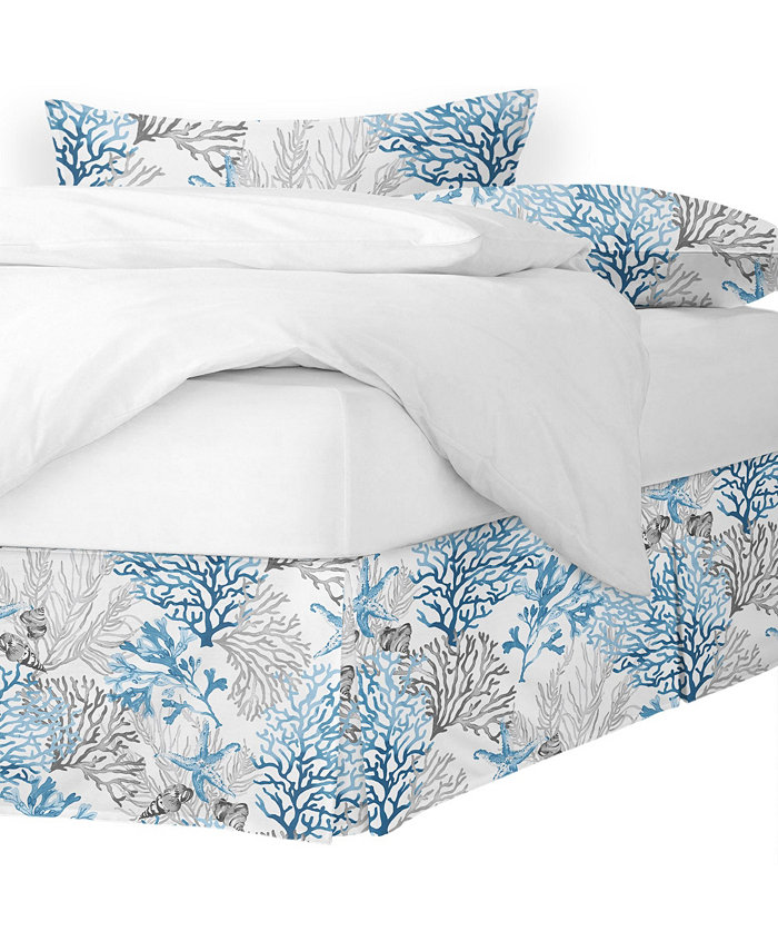 6ix Tailors Fine Linens Reef Blue Platform Bed Skirt Queen 15