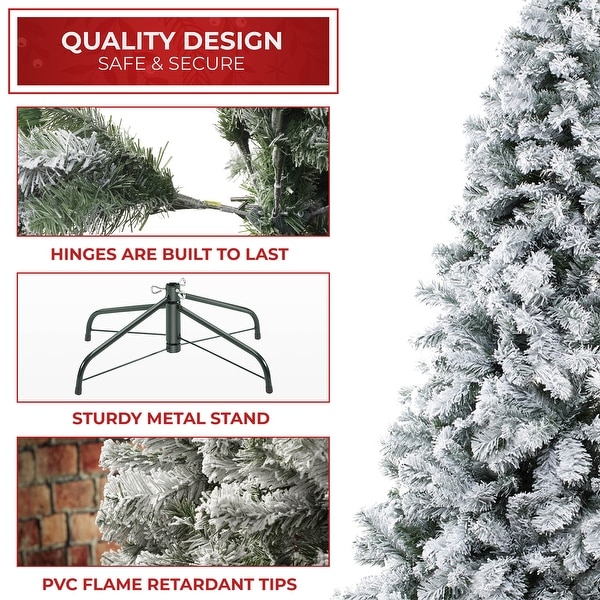 6FT Realistic SnowFlocked Pine Artificial Holiday Christmas Tree