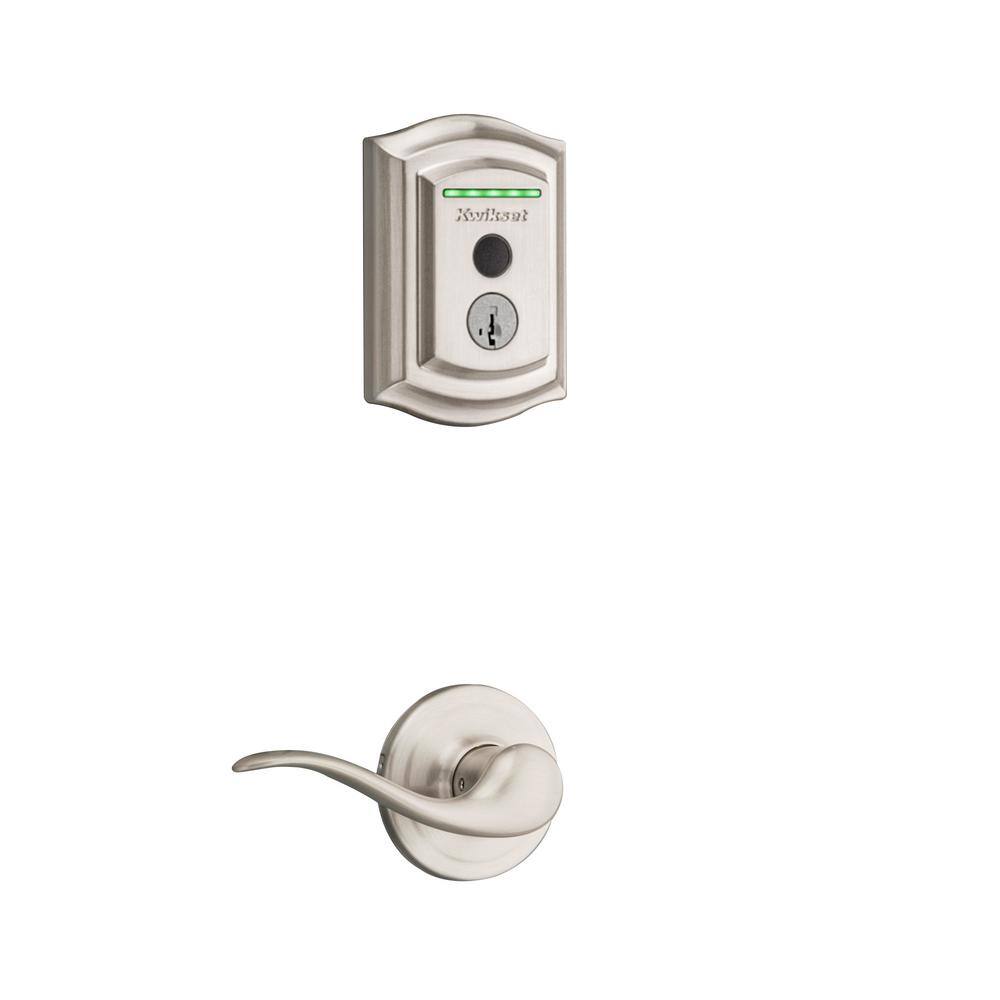 Kwikset Halo Touch Satin Nickel Traditional Fingerprint WiFi Elect Smart Lock Deadbolt Feat SmartKey Security with Tustin Lever 959TRL720TNL15