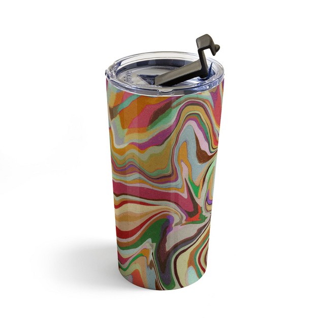 Alisa Galitsyna Colorful Liquid Swirl 20 Oz Stainless Steel Travel Mug Deny Designs