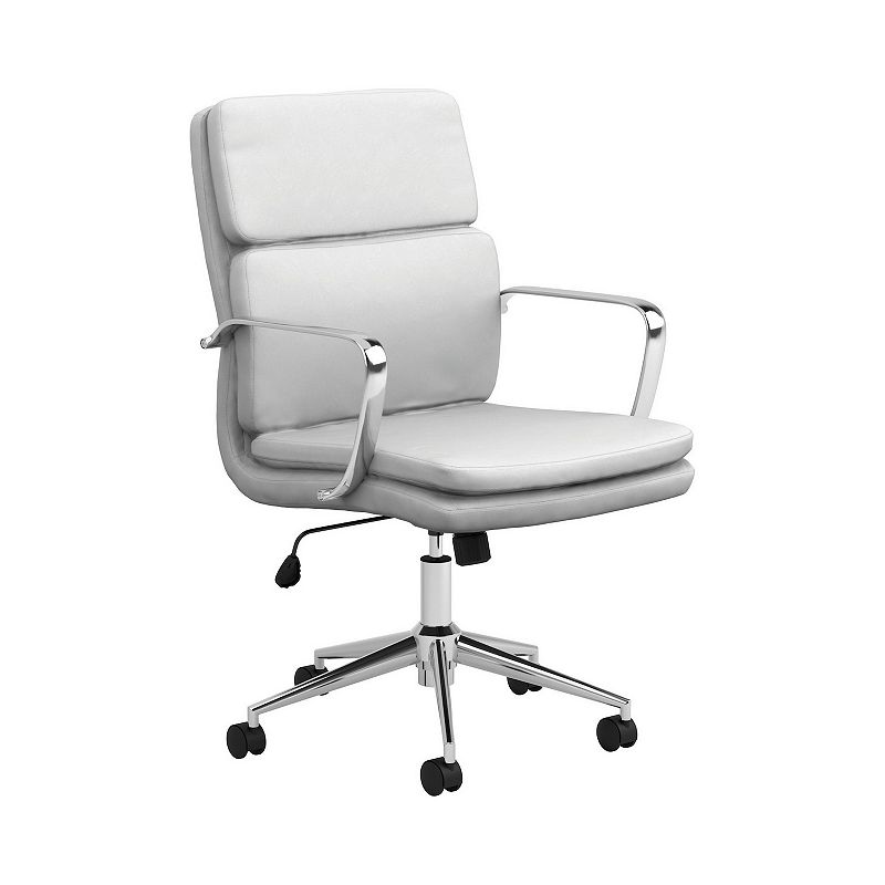 Leatherette Office Chair with Top Panel Padded Back， Gray