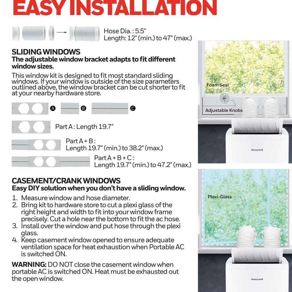 Honeywell 14500 BTU DOE Trucalm Dual Hose Smart Portable Air Conditioner HW4CEDVWW0