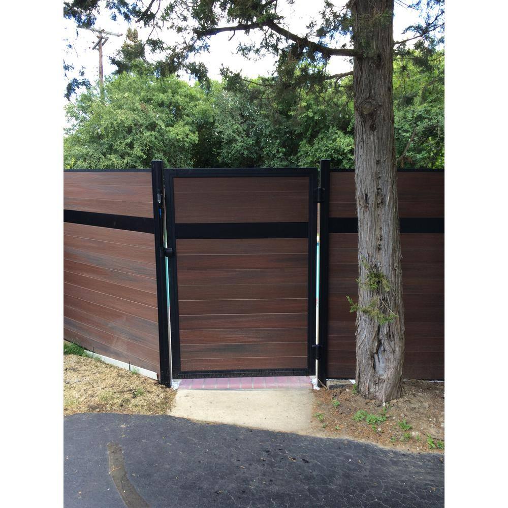 Veranda Euro Style 4 ft. W x 6 ft. H Black Top Black Rose AluminumComposite Adjustable Fence Gate EF 64402