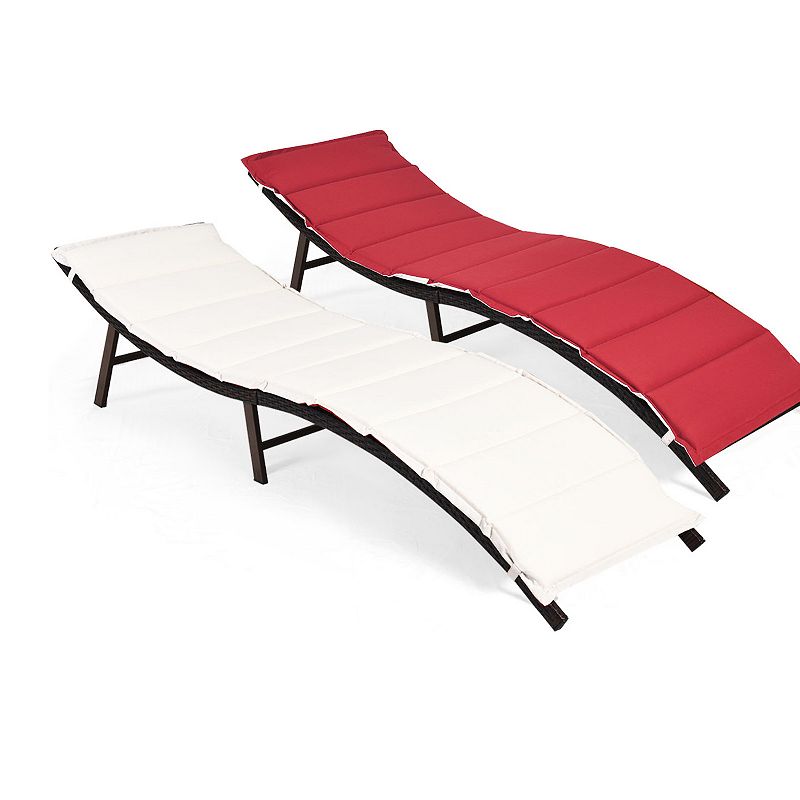 2 Pieces Folding Patio Lounger Chair