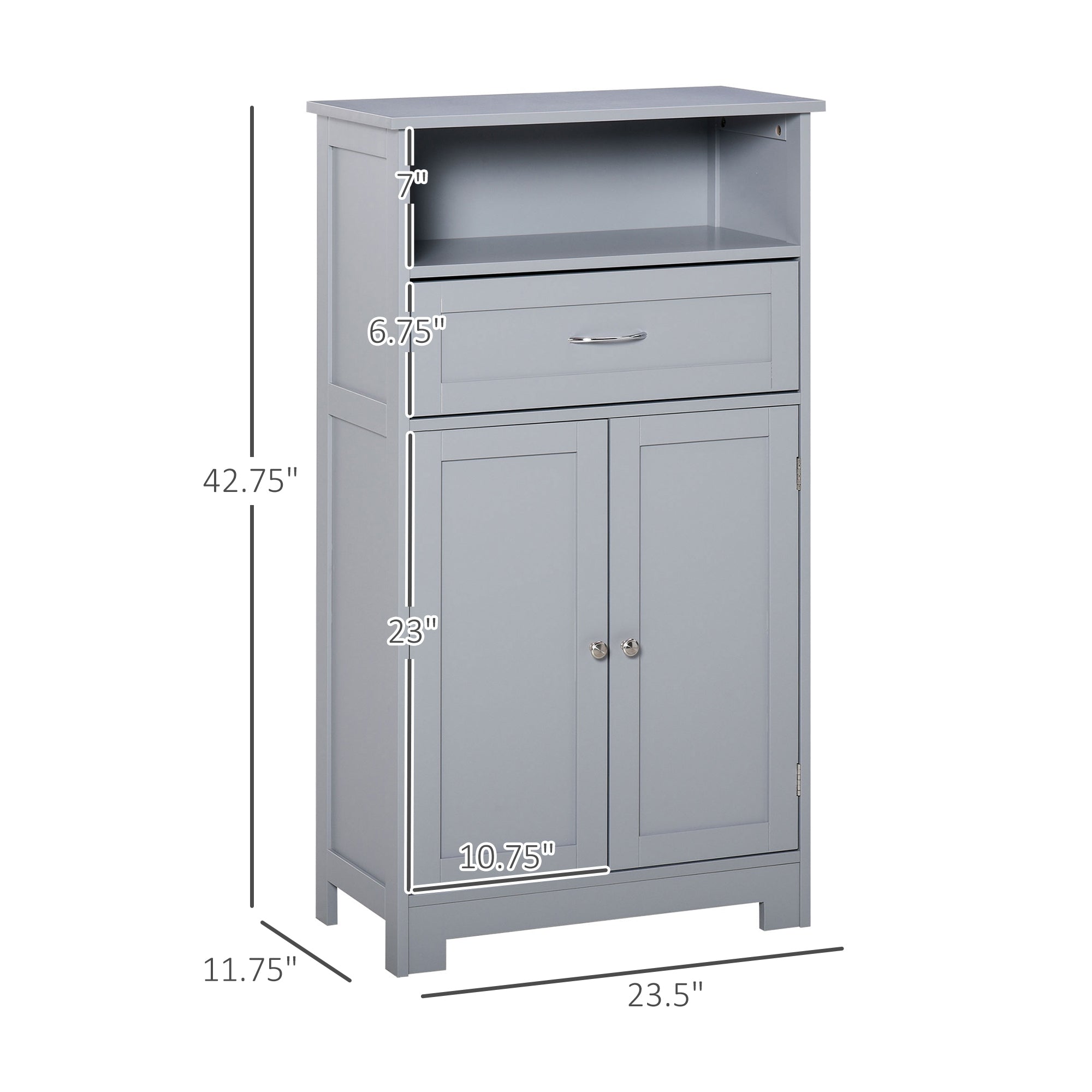 kleankin Wooden Storage Cabinet w/ Drawer Adjustable Shelf for Bathroom, Grey