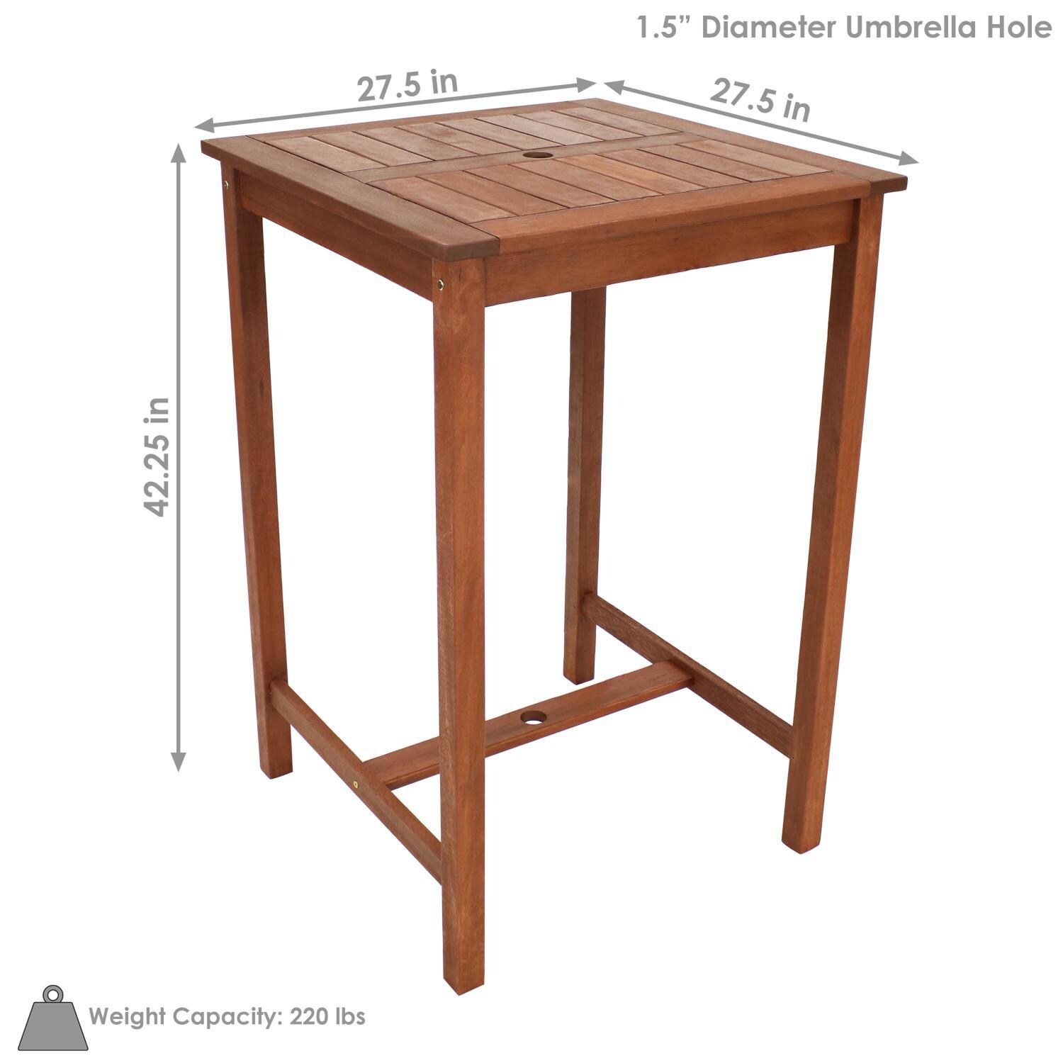 Ultimate Patio 27 1/2-Inch Meranti Wood Square Bar Height Table W/ Teak Oil Finish