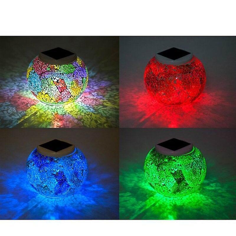 Mosaic Glass Outdoor Solar Power Light Lawn Ball Lantern Led 2