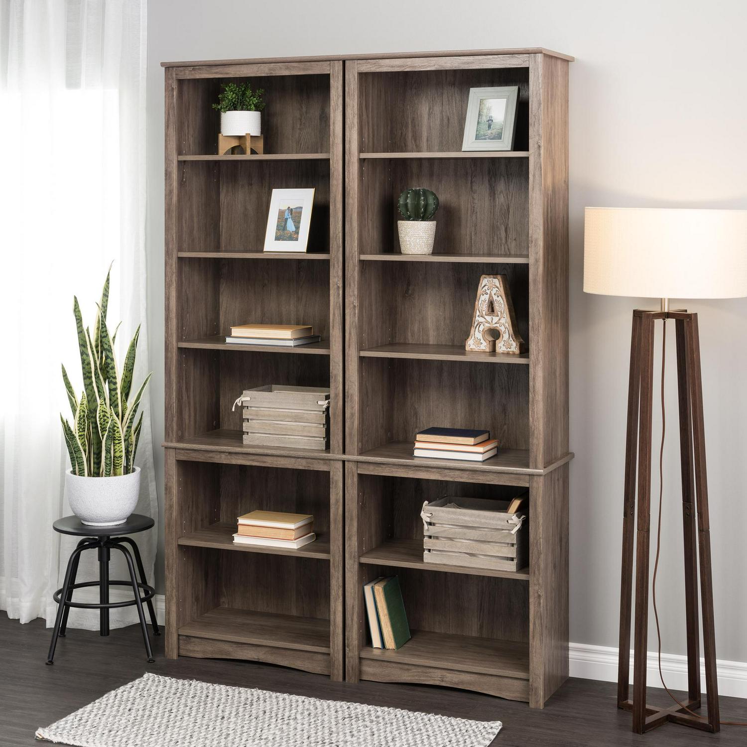 Prepac Tall 6Shelf Bookcase Drifted Gray  Crowdfused