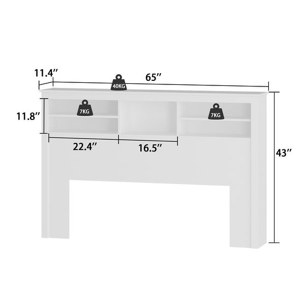 Queen Size Bookcase Headboard With A Hole For Passing Cords and Lights - - 34723807