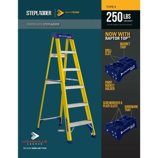 Louisville Ladder 5 ft. Fiberglass Step Ladder with 250 lb. Load Capacity Type I Duty Rating FS2005