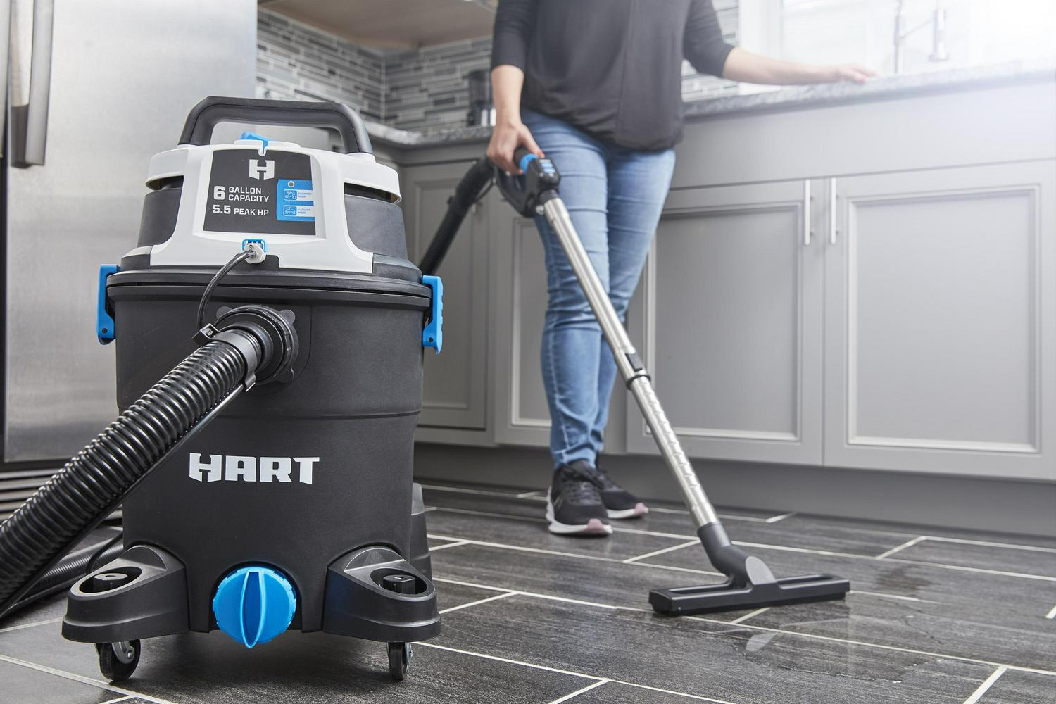 HART 3-in-1 Wet/Dry Shampoo Vac， 6 Gallon 5.5 Peak HP Vacuum Cleaners