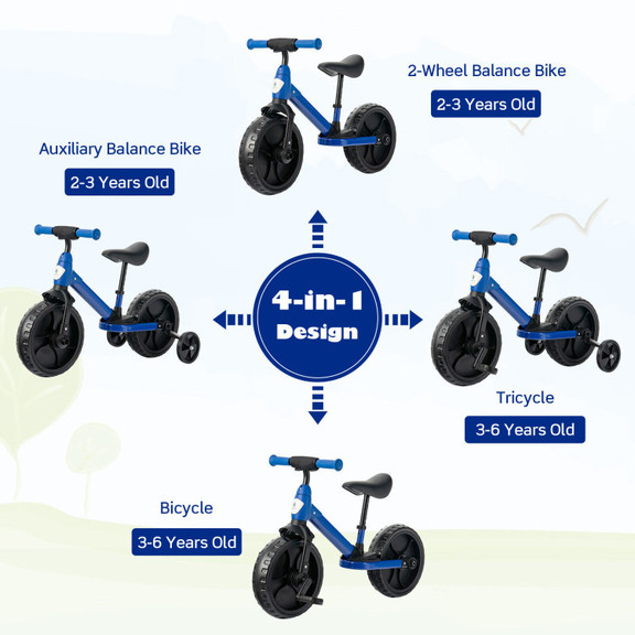 Costway 03126745 4 in 1 Kids Training Bike Toddler...