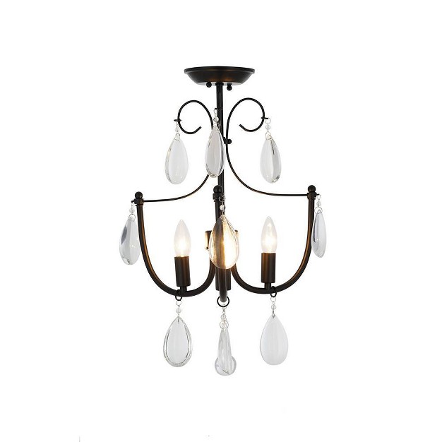 3 light Flushmount With Glass Beads Pendant Cresswell Lighting