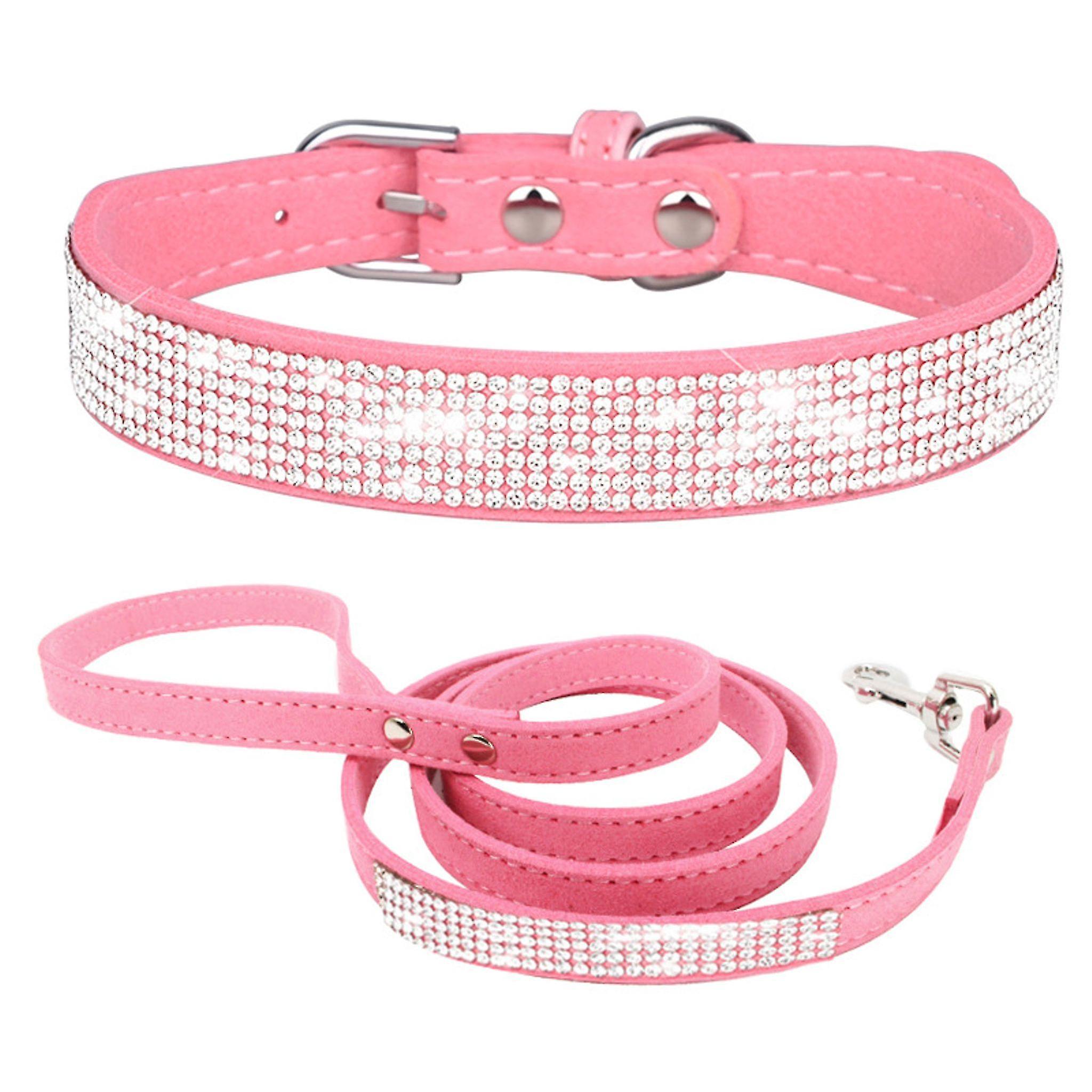 Cute Rhinestone Puppy Collar Glittering Dog Collar Soft Leather Cat Dog Collar