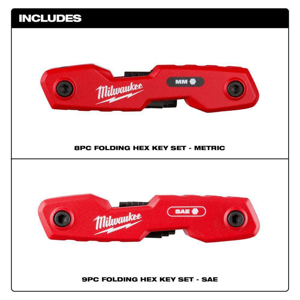 MW 17-Key Folding Hex Key Sets - SAEMetric 48-22-2183