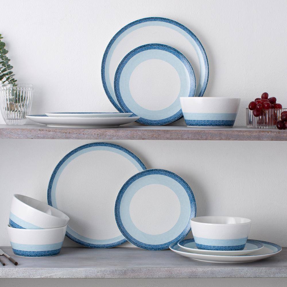 Noritake Colorscapes Layers Sky Porcelain 12-Piece Coupe Dinnerware Set (Service for 4) G020-12E