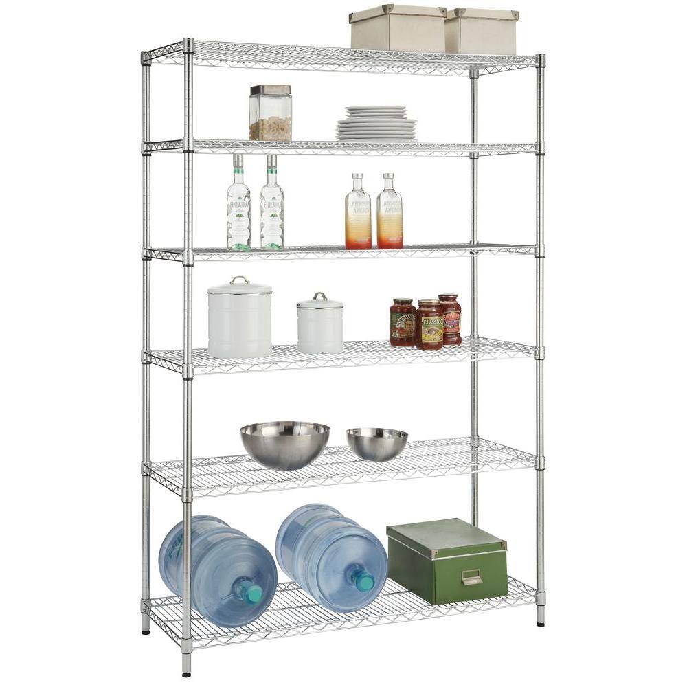 HDX 6-Tier Commercial Grade Heavy Duty Steel Wire Shelving Unit in Chrome (48 in. W x 72 in. H x 18 in. D) HD18481302PS-1