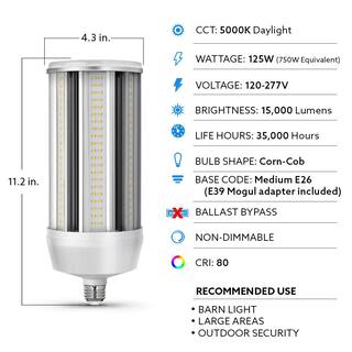 Feit Electric 750-Watt Equivalent Corn Cob High Lumen Daylight (5000K) HID Utility LED Light Bulb (4-Pack) C150005KLEDHDRP4