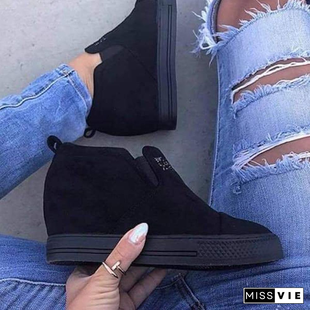 Letter Slip On Wedge Sneakers