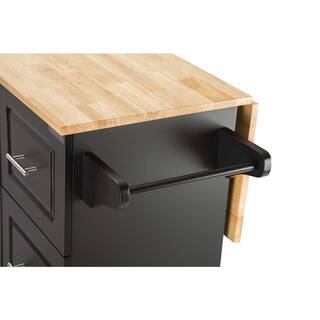 Whatseaso Large Kitchen Island With Cabinet 3-Shelves and 3-Drawers in Black SEP-110513279