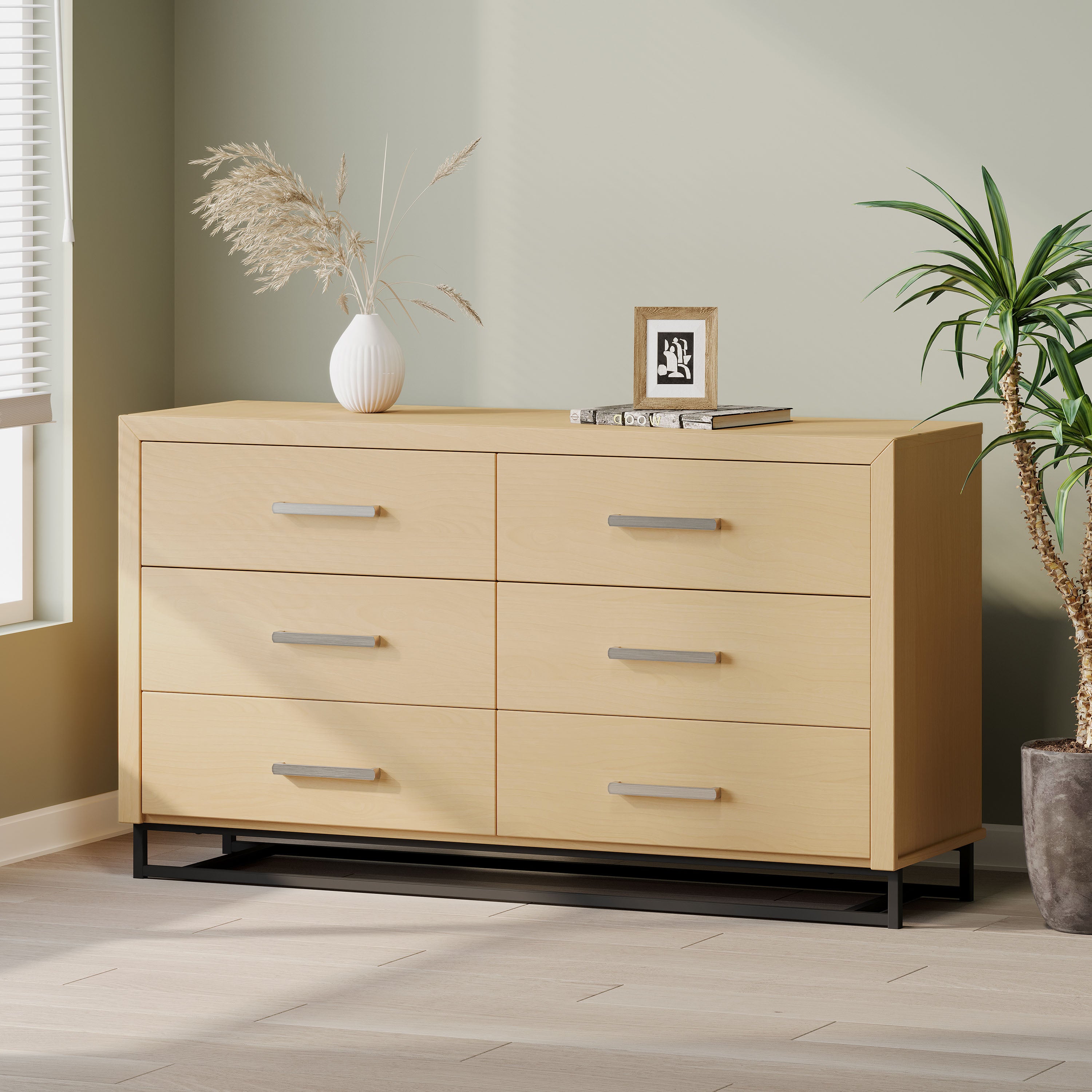 Borah Contemporary Faux Wood 6 Drawer Double Dresser