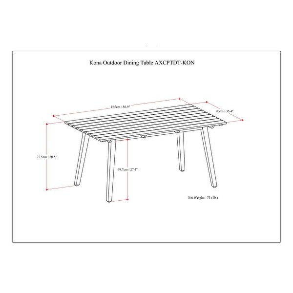 WyndenHall Nina 65 inch Wide Contemporary Outdoor Dining Table in Light Teak