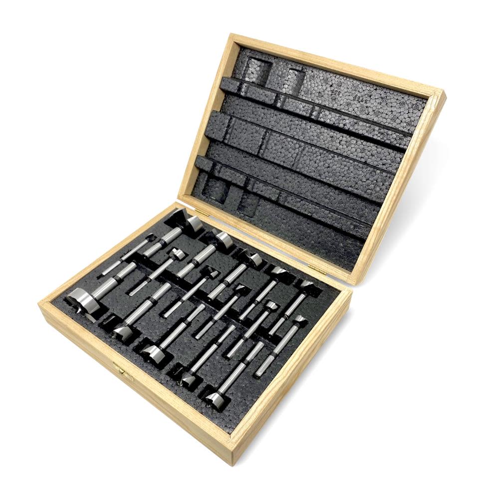 16 pc Wood Box Metric Forstner Bit Set ;