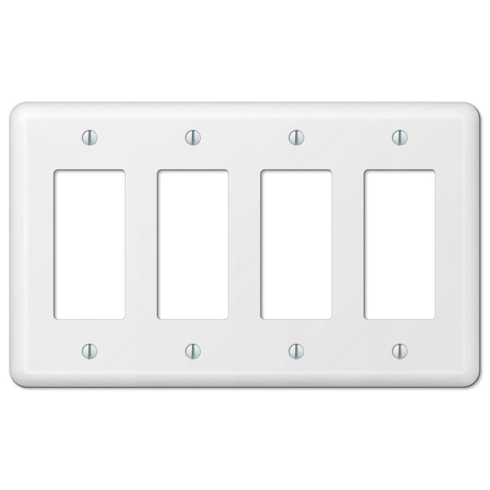 AMERELLE Declan 4 Gang Rocker Steel Wall Plate - White 935R4W